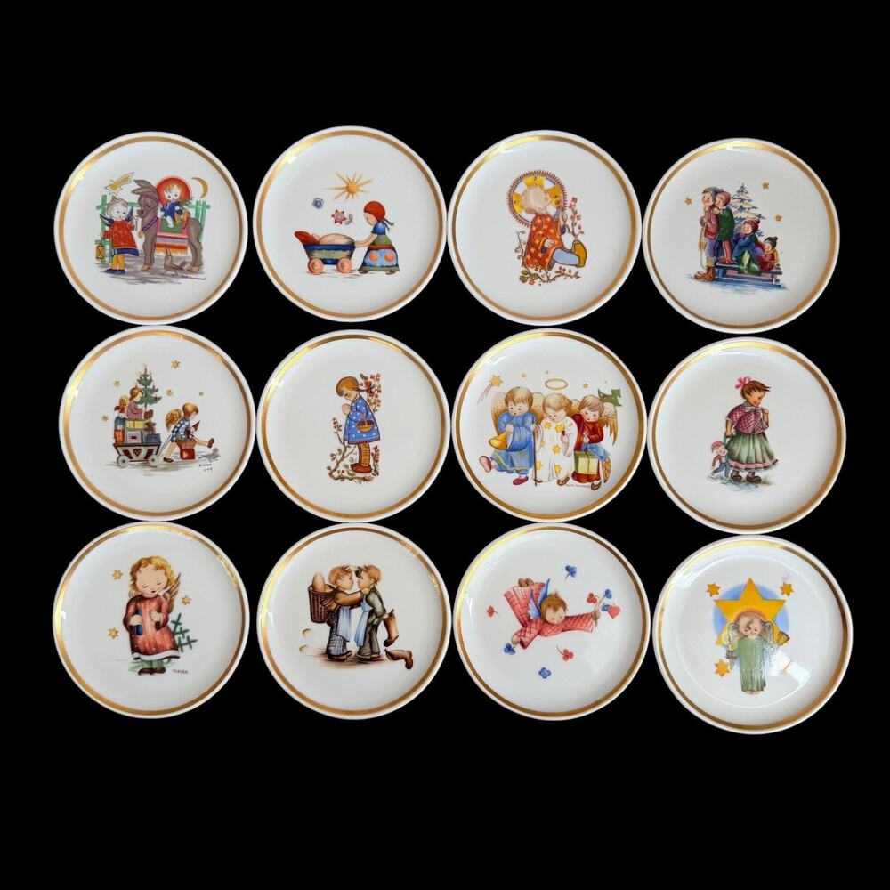 Vintage Berta Hummel Museum Miniature Plates Set 12 Schmid W Germany 4” 1974-80